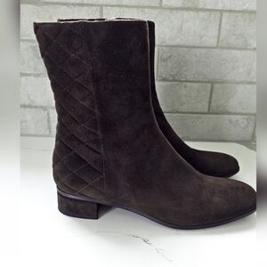 Aquatalia Dark Brown Quilted Ankle Boots